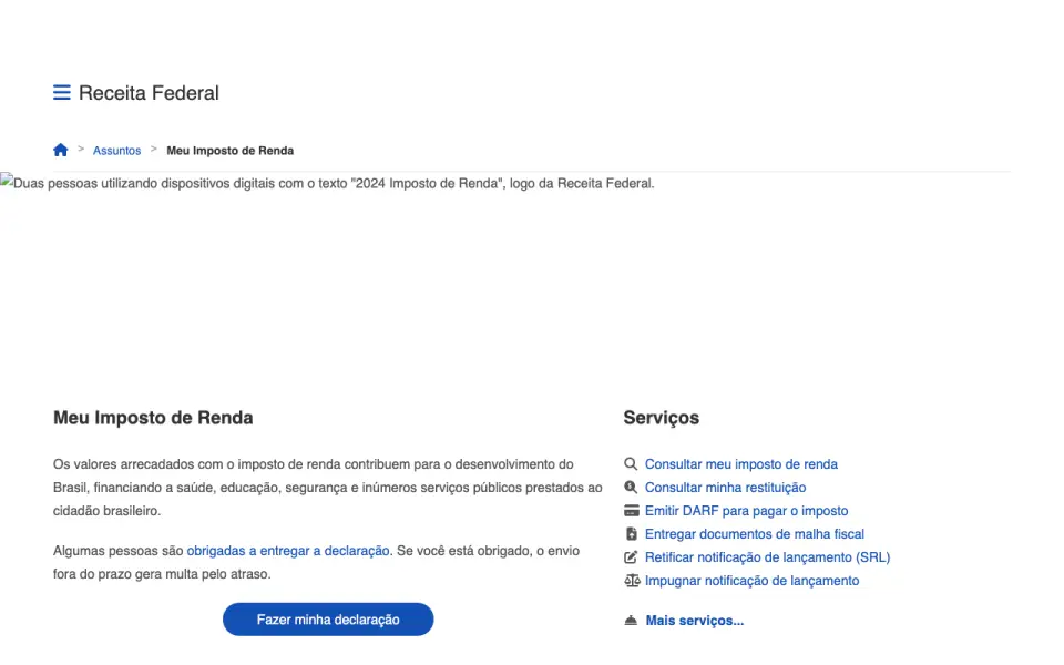 Meu Imposto de Renda's own site, as our research read it