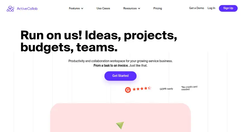 ActiveCollab's own site, as our research read it