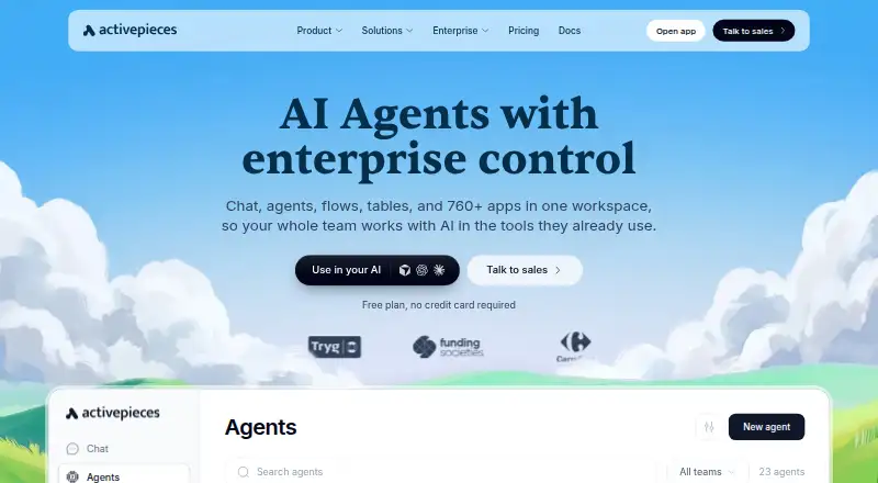 Activepieces's own site, as our research read it