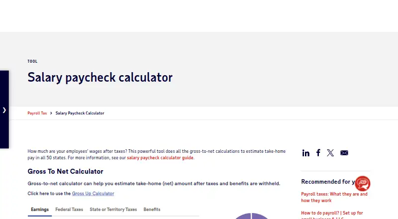 ADP Salary Paycheck Calculator's own site, as our research read it