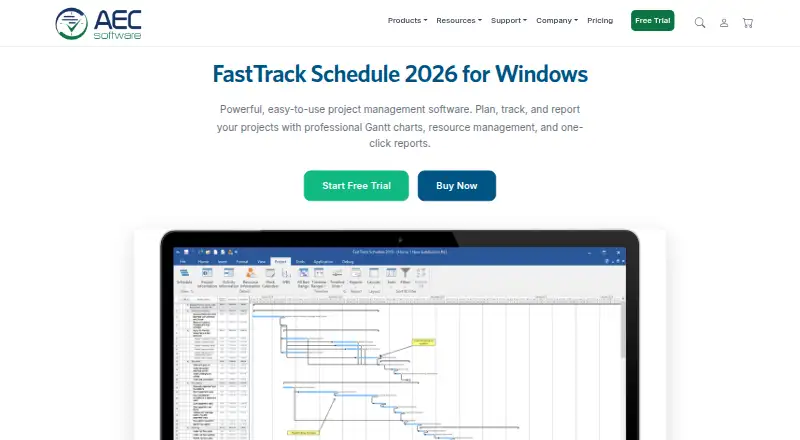 FastTrack Schedule's own site, as our research read it
