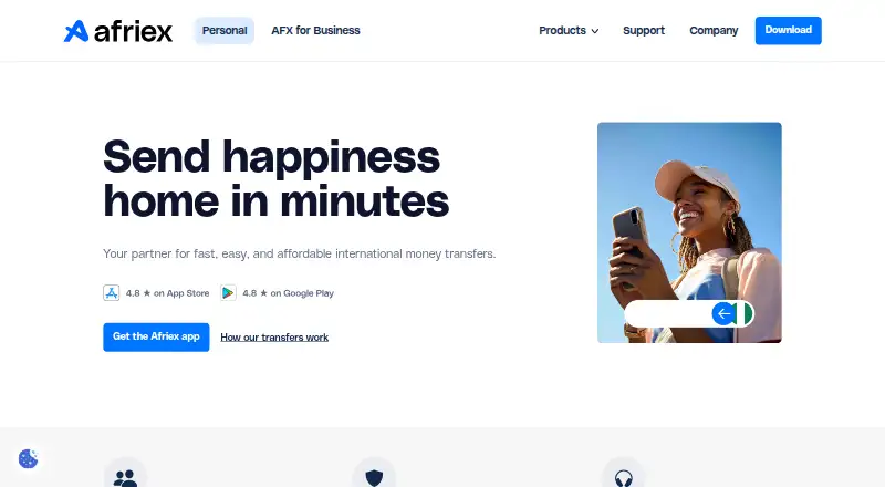 Afriex's own site, as our research read it