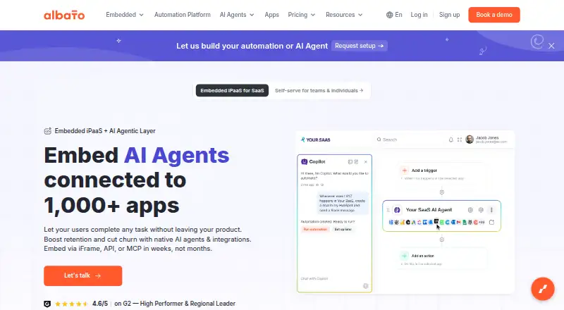 Albato's own site, as our research read it