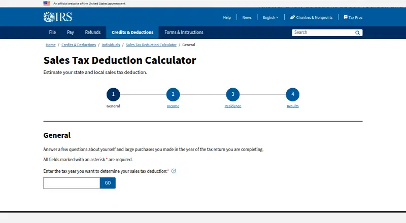 Sales Tax Deduction Calculator's own site, as our research read it