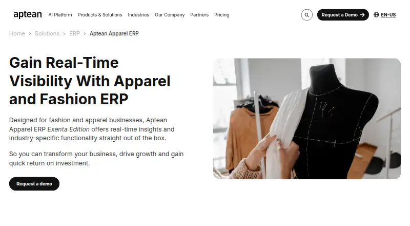 Aptean CRM's own site, as our research read it