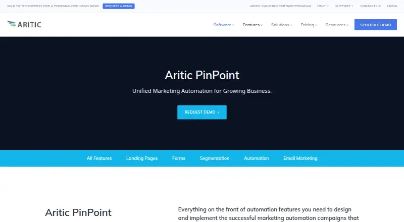 Aritic PinPoint's own site, as our research read it