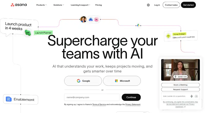 Asana's own site, as our research read it