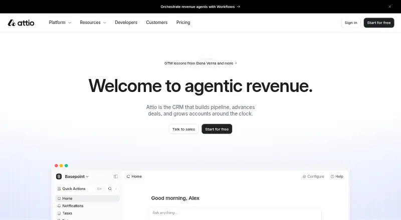 Attio's own site, as our research read it