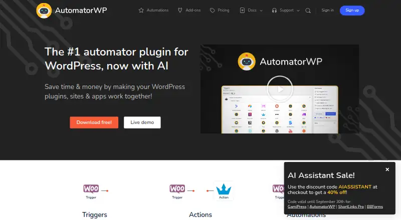 AutomatorWP's own site, as our research read it