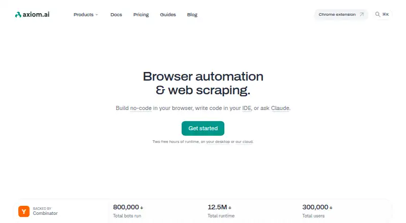 Axiom.ai's own site, as our research read it
