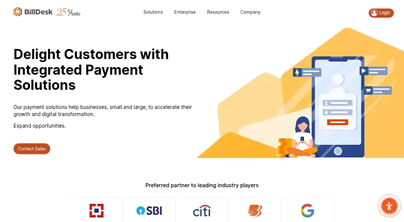 The BillDesk homepage