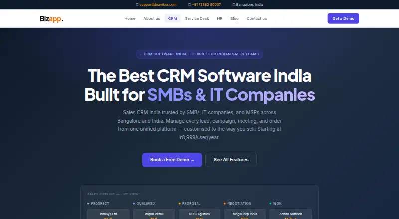 Bizapp CRM's own site, as our research read it