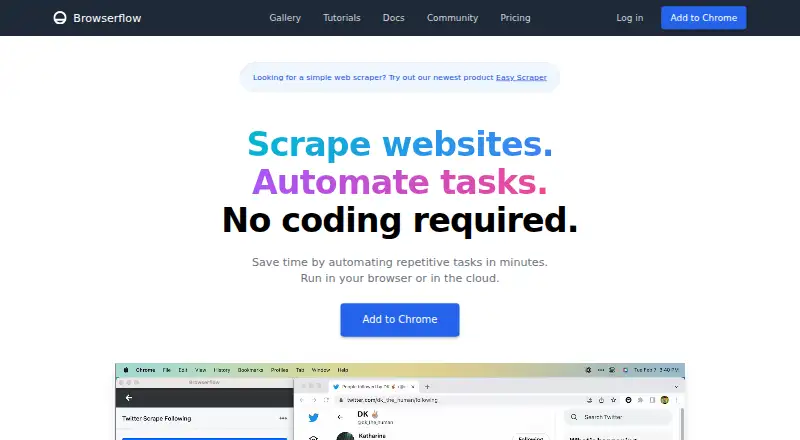 Browserflow's own site, as our research read it