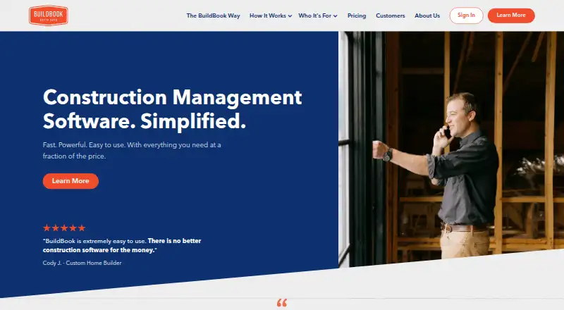 BuildBook's own site, as our research read it