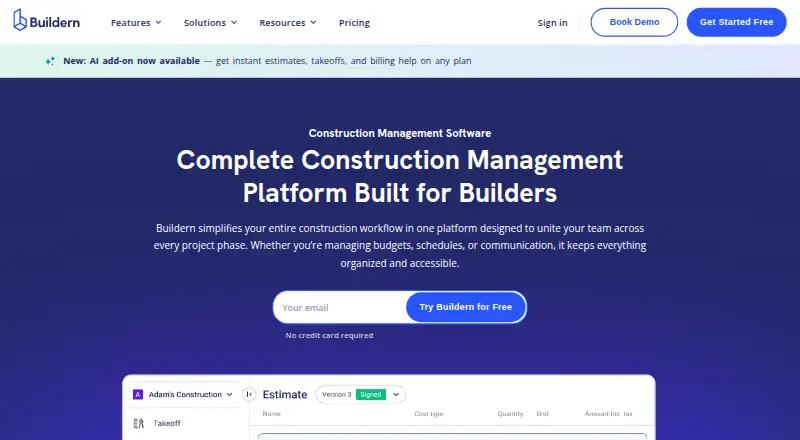 Buildern's own site, as our research read it