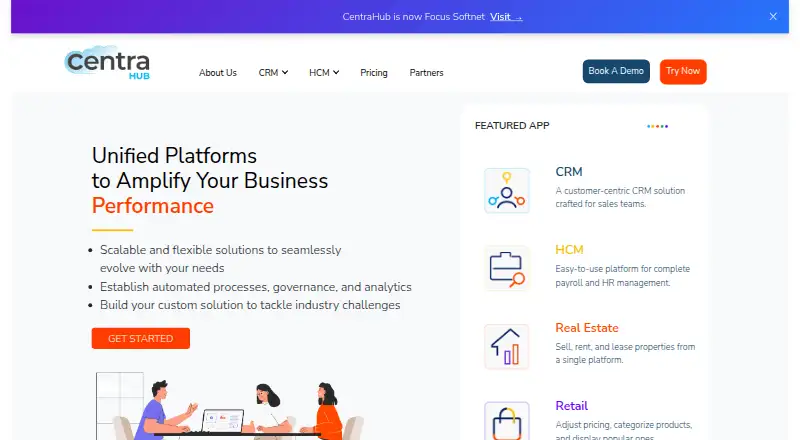 CentraHub CRM's own site, as our research read it