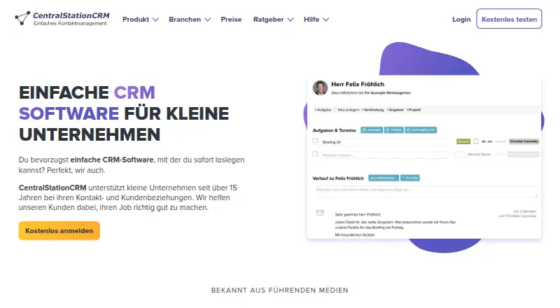 CentralStationCRM's own site, as our research read it