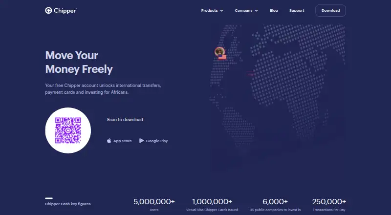 Chipper Cash's own site, as our research read it