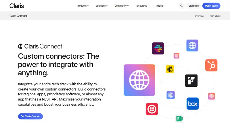 Claris Connect's own site, as our research read it