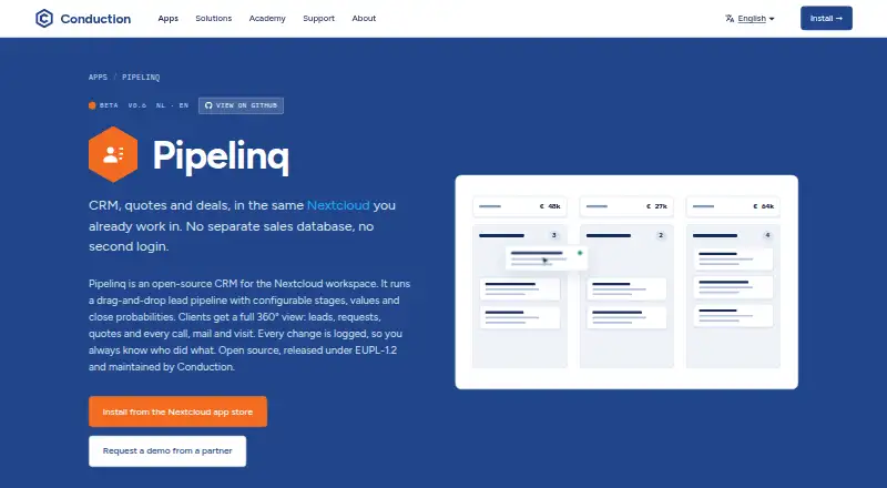 Pipelinq's own site, as our research read it