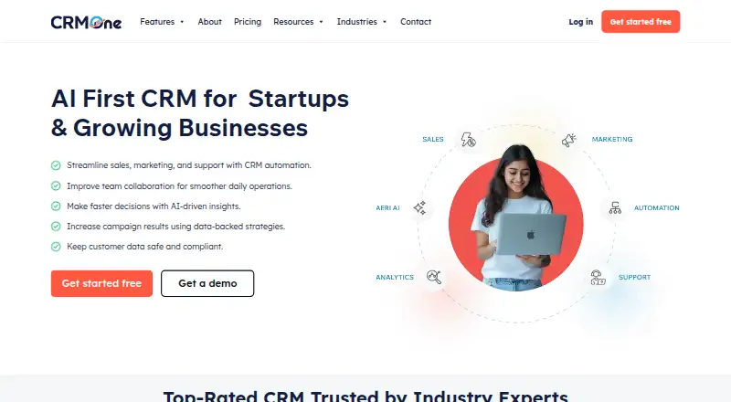 CRMOne's own site, as our research read it