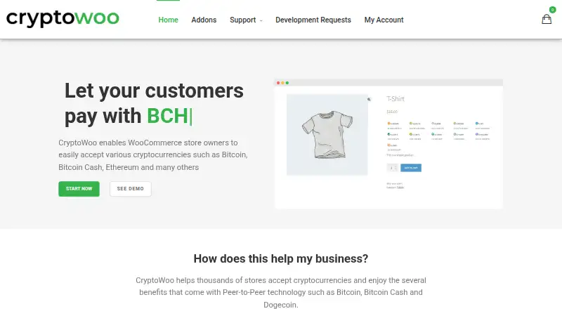 The CryptoWoo homepage