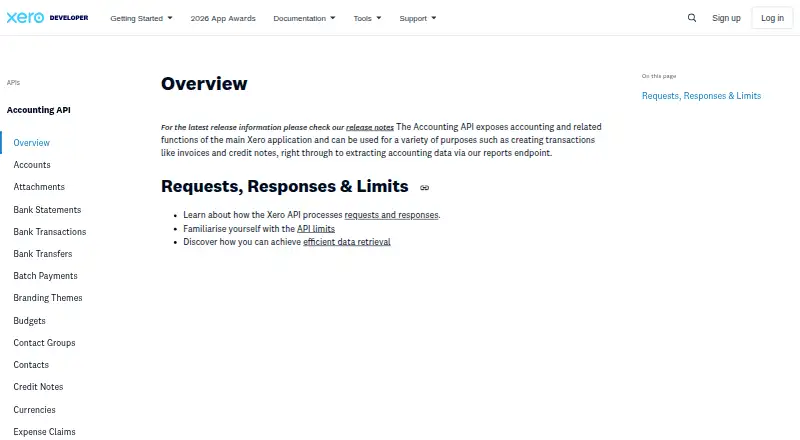 Xero Accounting API's own site, as our research read it