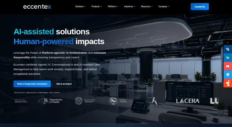 Eccentex HyperAutomation Cloud's own site, as our research read it