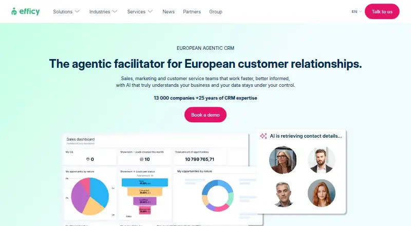efficy CRM's own site, as our research read it