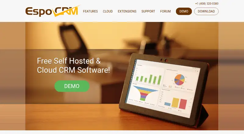 EspoCRM's own site, as our research read it