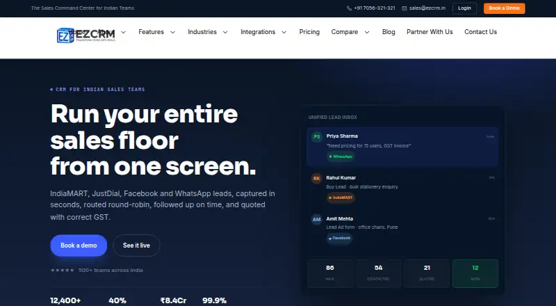EZCRM's own site, as our research read it