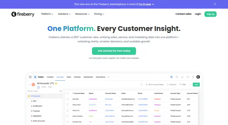 Fireberry's own site, as our research read it