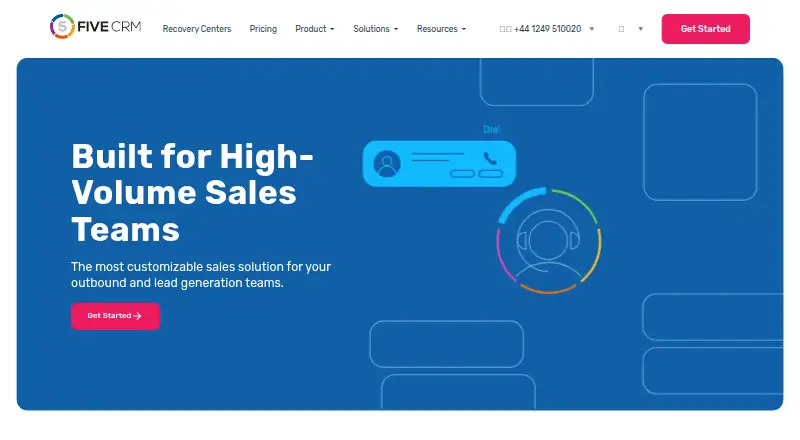 FiveCRM's own site, as our research read it