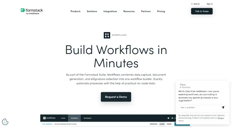 Formstack Workflows's own site, as our research read it