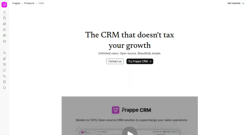 Frappe CRM's own site, as our research read it