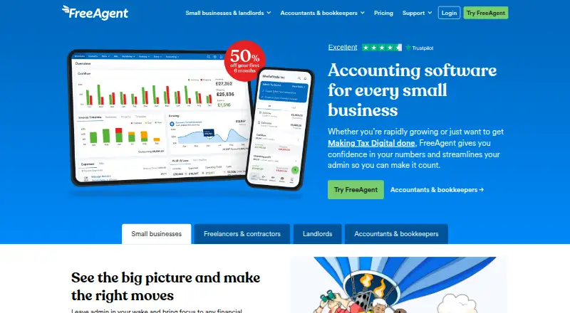 FreeAgent's own site, as our research read it