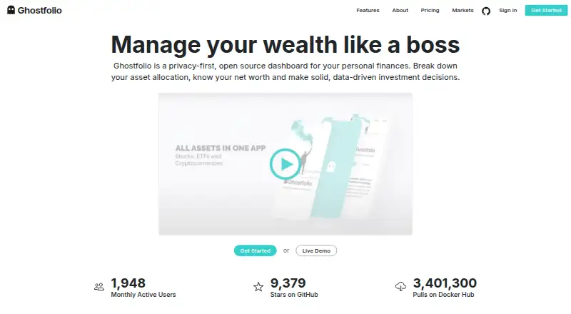Ghostfolio's own site, as our research read it