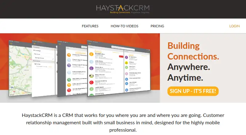 HaystackCRM's own site, as our research read it
