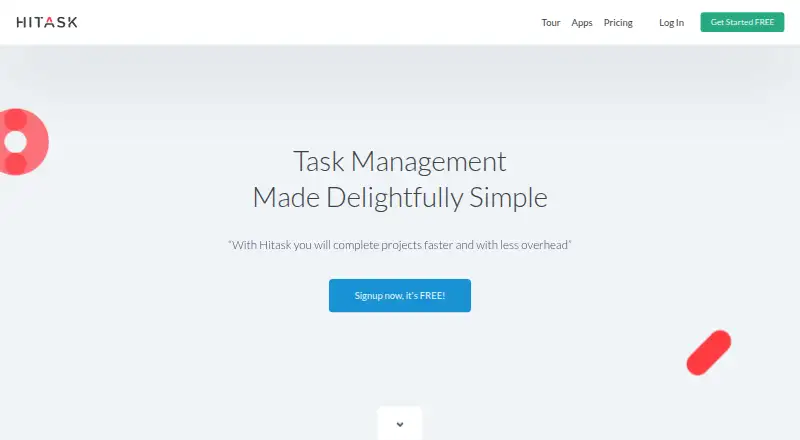 Hitask's own site, as our research read it