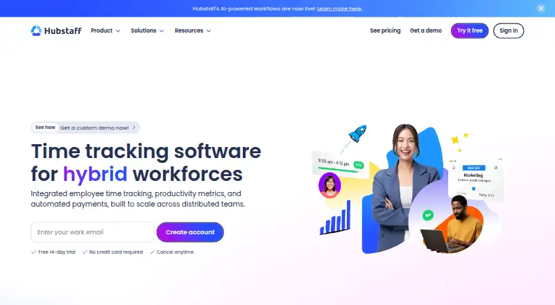 Hubstaff's own site, as our research read it