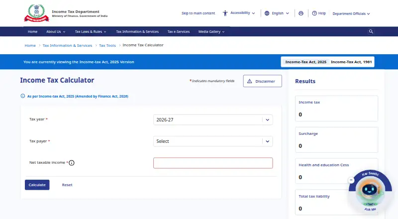 India Income Tax Calculator's own site, as our research read it