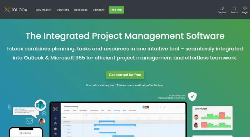 InLoox's own site, as our research read it