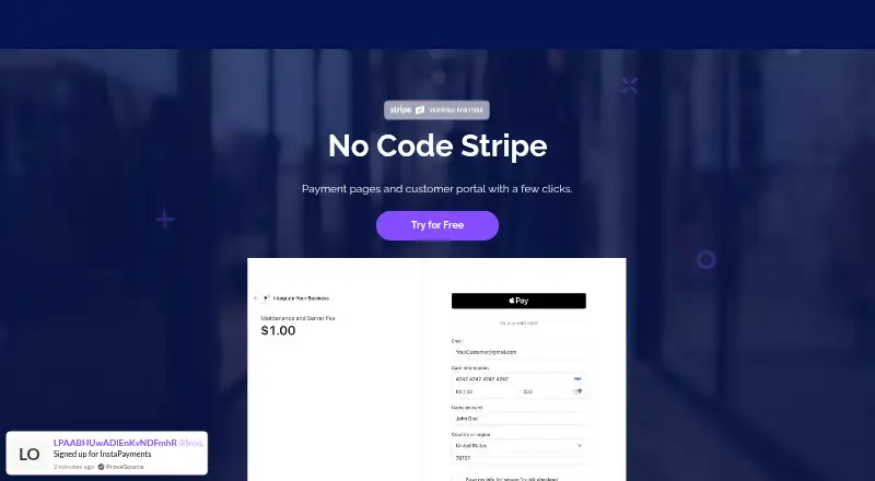 InstaPayments's own site, as our research read it