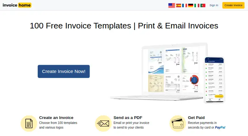 Invoice Home's own site, as our research read it