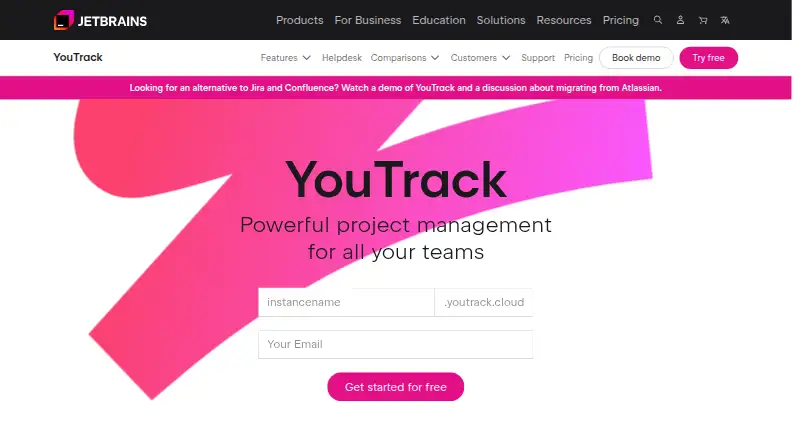 YouTrack's own site, as our research read it