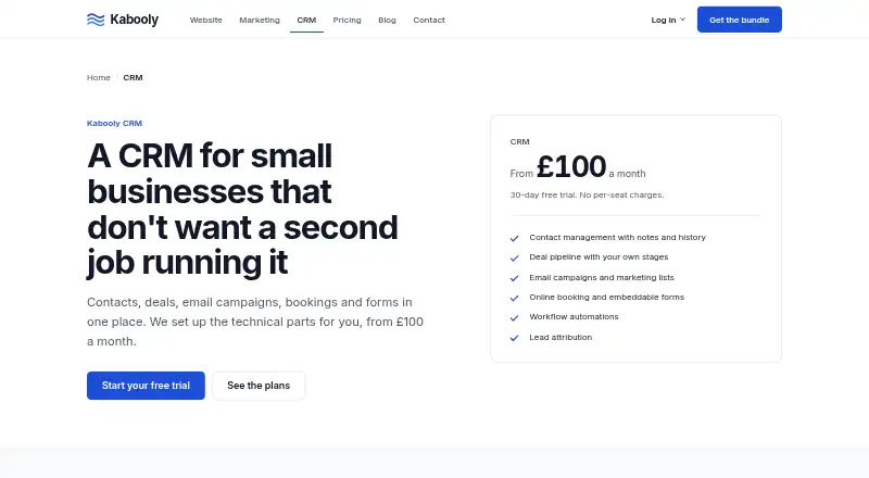 Kabooly CRM's own site, as our research read it