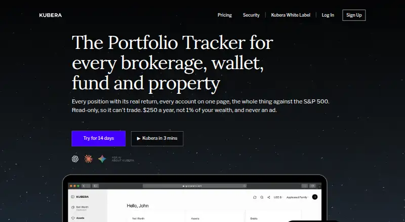 Kubera's own site, as our research read it