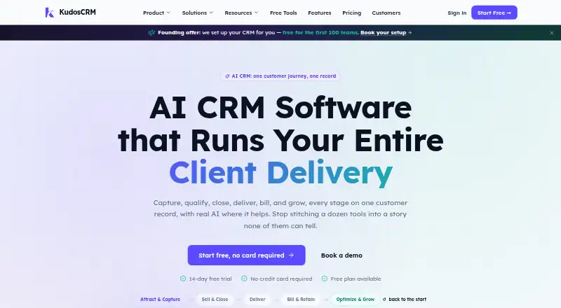 KudosCRM's own site, as our research read it