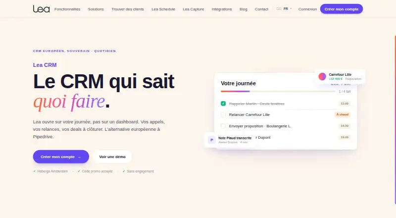 Lea CRM's own site, as our research read it