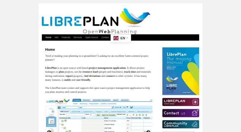 LibrePlan's own site, as our research read it
